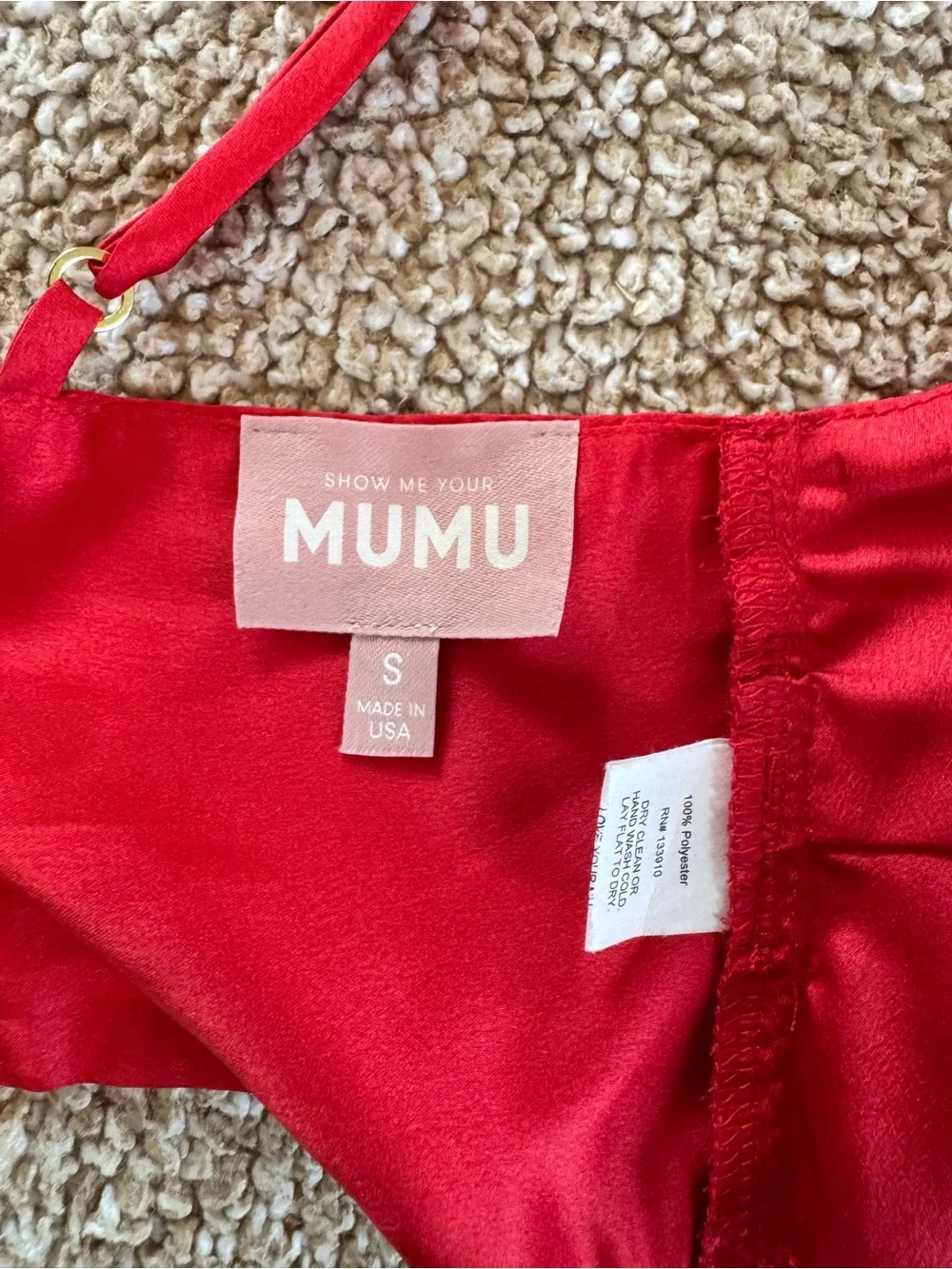 Show Me Your Mumu Red Satin Cowl Neck Tie Back Crop Top Size S